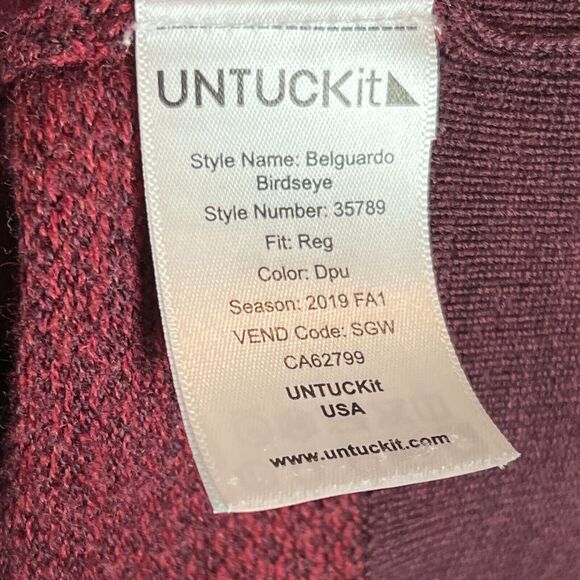 Untuckit 1/4 Zip Mens Large Red Sweatshirt Belguardo 100% Merino Wool Pullover - Picture 5 of 8